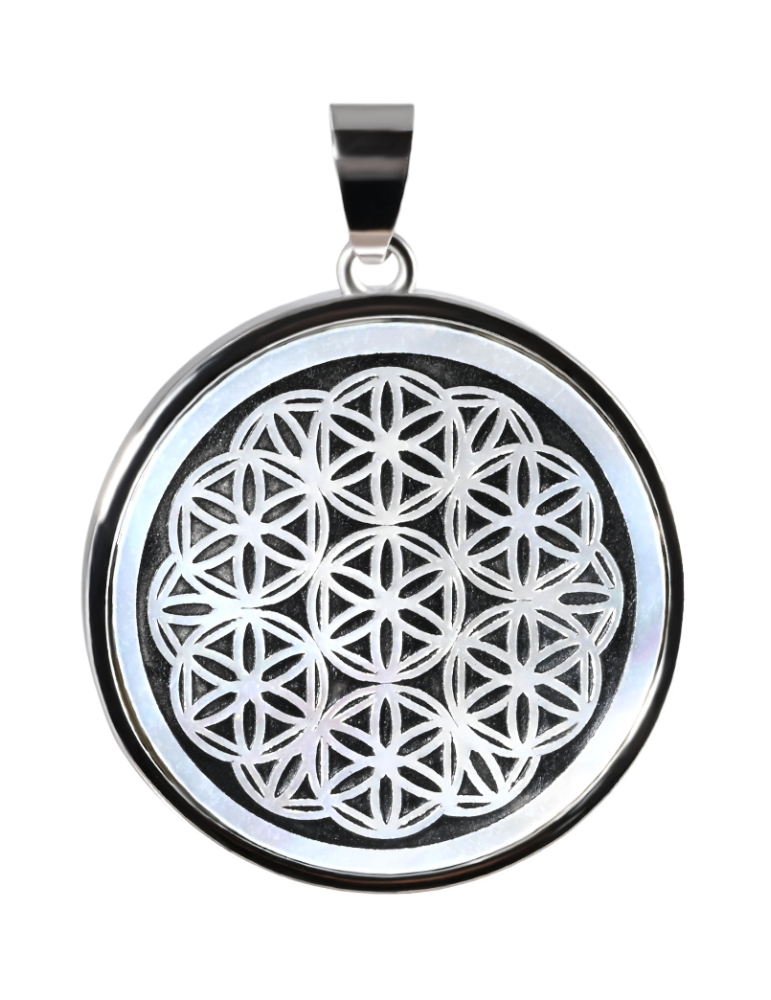 Mother of pearl flower of life pendant