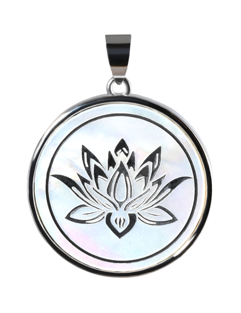 Mother of pearl lotus pendant