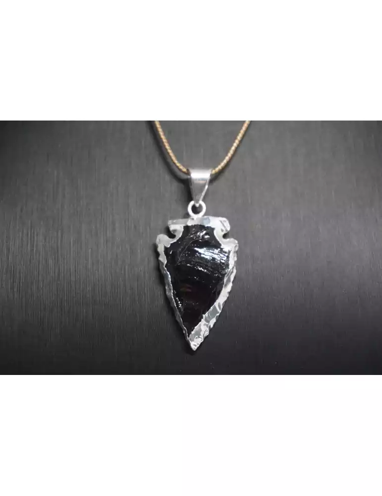 Black obsidian arrowhead pendant