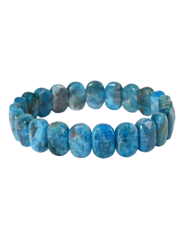 Blauwe apatiet plat facetgeslepen AA armband
