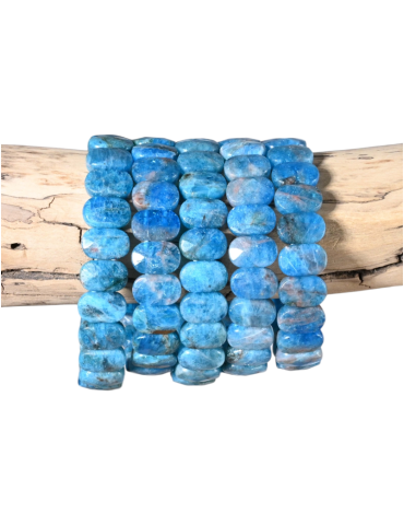 Pulseira de apatita azul facetada plana AA