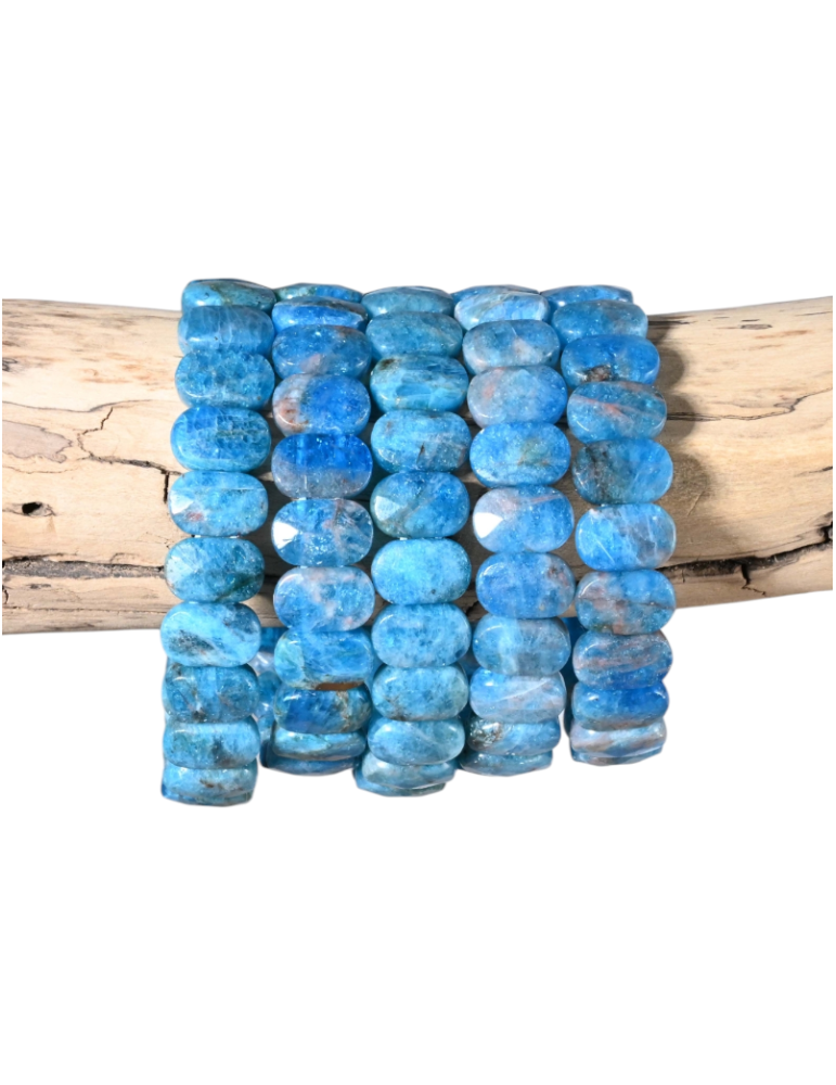 Bracciale in apatite blu piatto sfaccettato AA