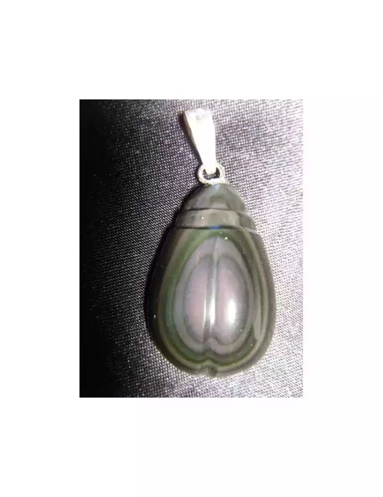 Pendentif Scarabée obsidienne oeil céleste