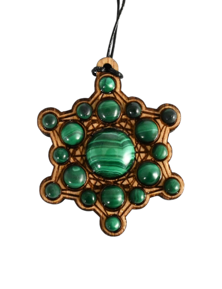 Copy of Zodiac Metatron Wood Pendant in Malachite 4cm