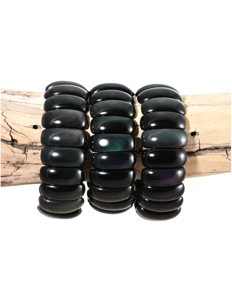 Bolvormige obsidiaan armband met hemelse oog M AA