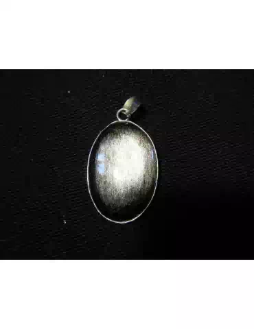 Pendentif cabochon obsidienne argentée