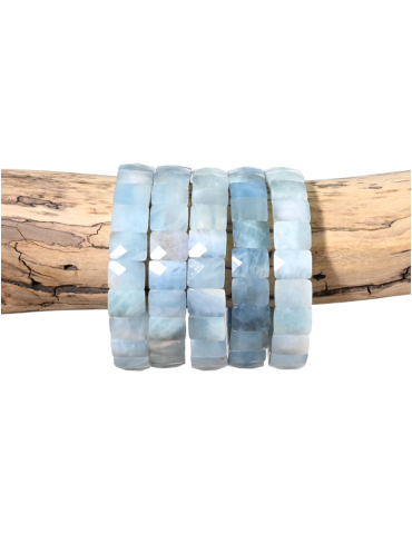 Faceted rectangular aquamarine bracelet A