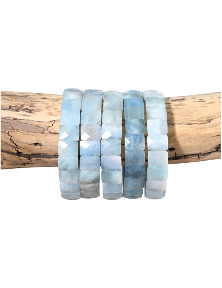 Faceted rectangular aquamarine bracelet A