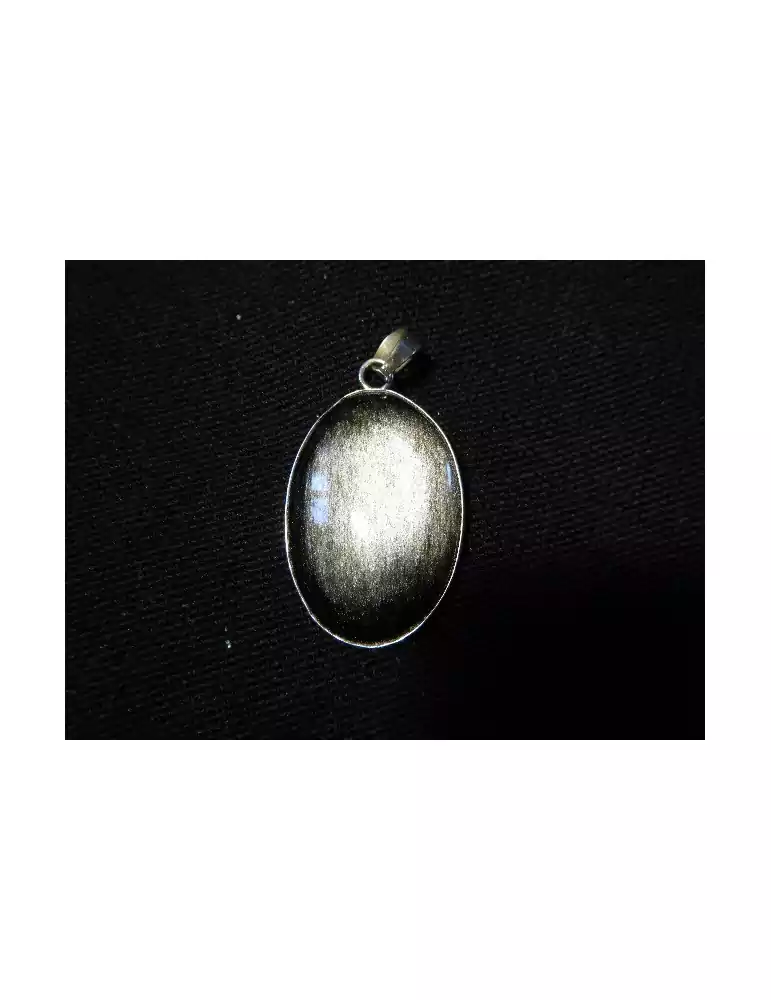 Pendentif cabochon obsidienne argentée