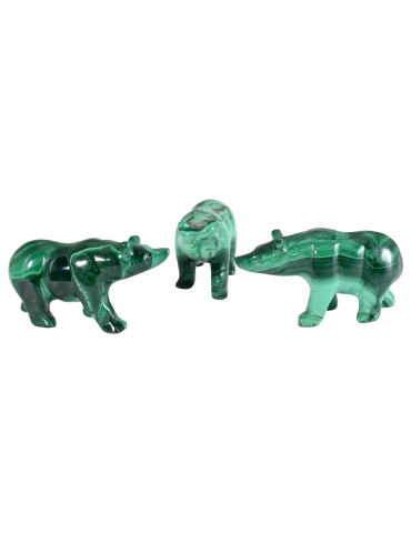 Orso scolpito in malachite