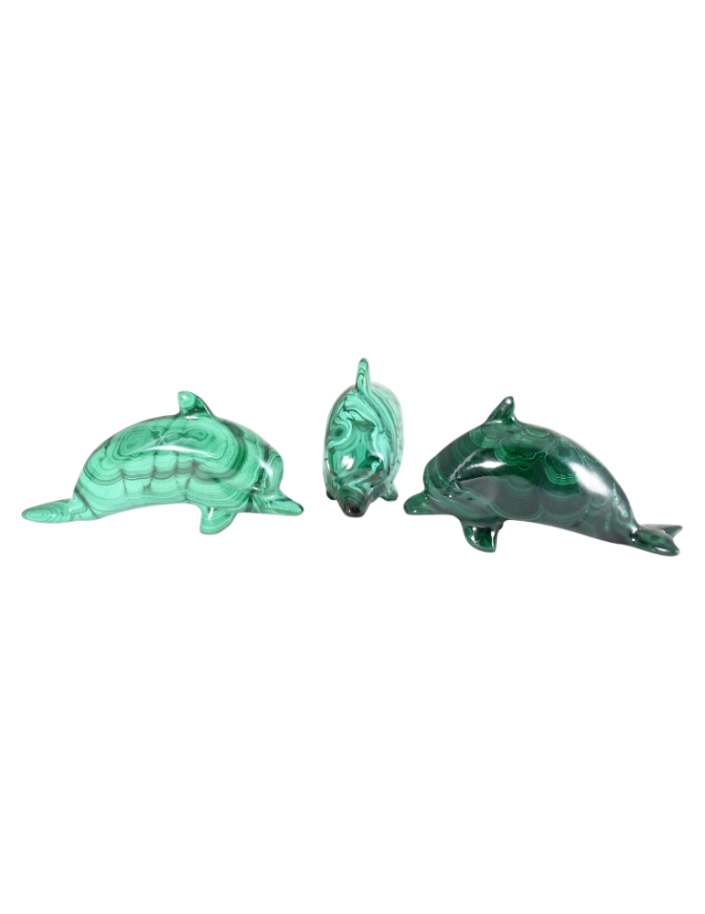 Malachite carved dolphin