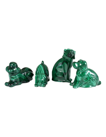 Chien sculpté malachite