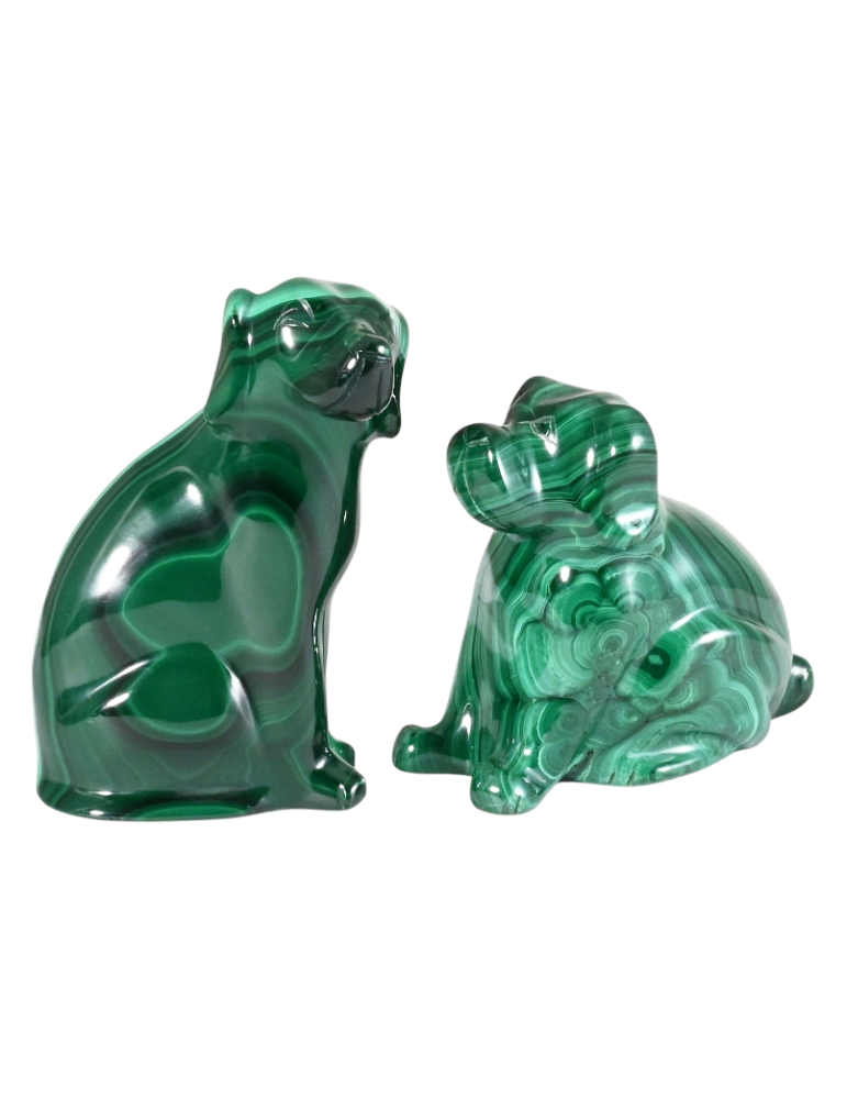 Chien sculpté malachite