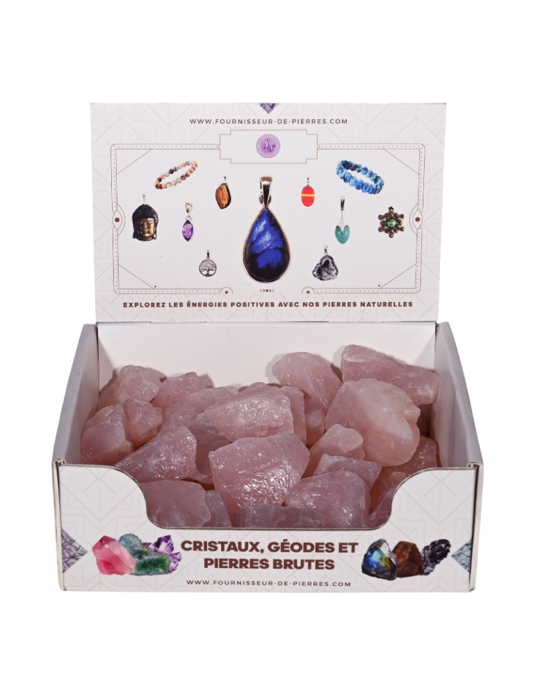 Présentoir quartz rose pierres brutes