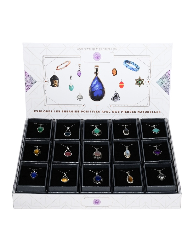 Silver pendant display L - 15 pieces