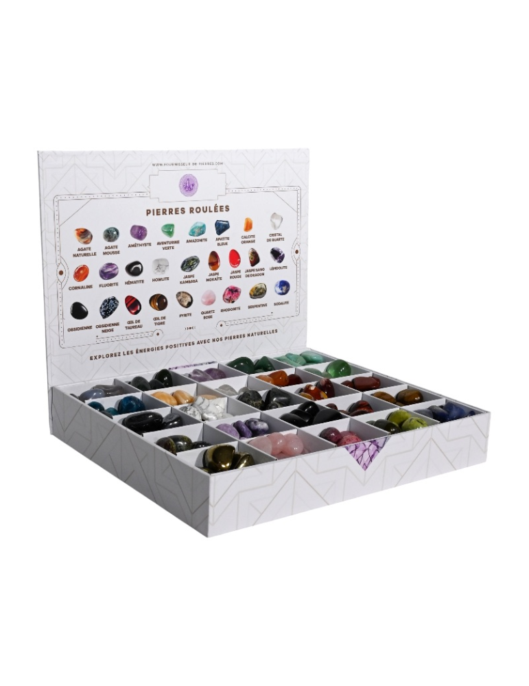 Présentoir pierres brutes - 25 compartiments