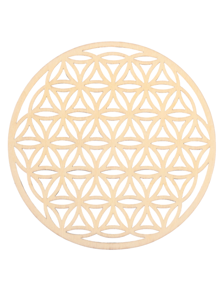 Disque fleur de vie bois sculpté 40 ou 60 cm