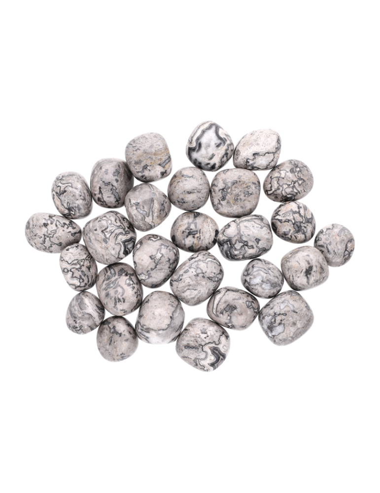 Grey crazy lace agate tumbled stones A