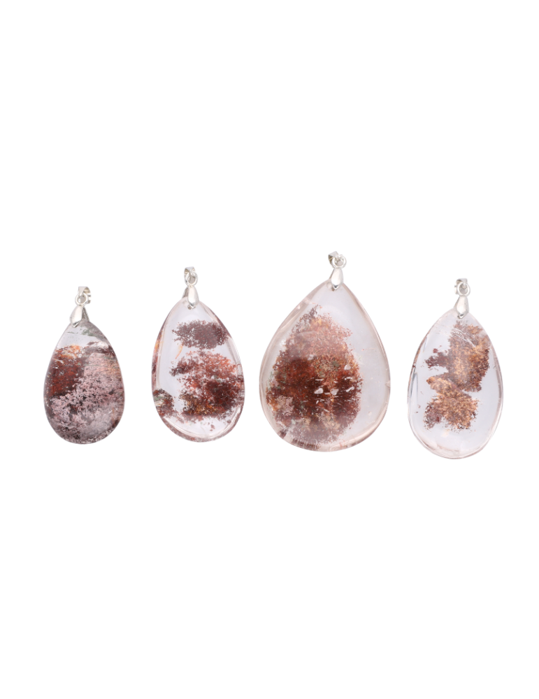 Pendentif lodolite inclusions rouges AA