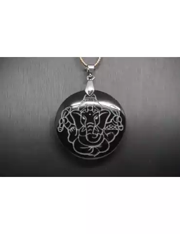 Mix 30 pendentif gravé Obsidienne noire