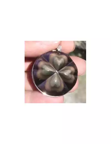 Obsidian celestial eye AA clover pendant