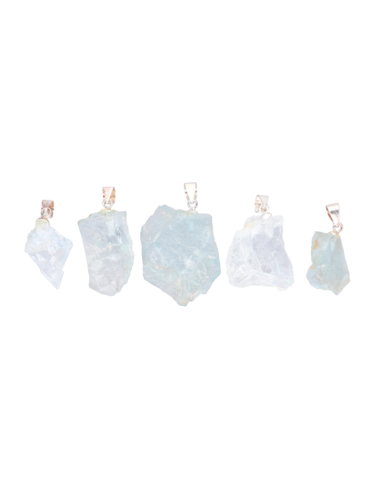 Raw aquamarine pendant