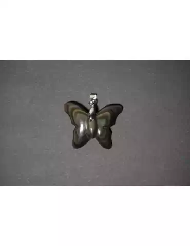 Celestial eye obsidian butterfly pendant A