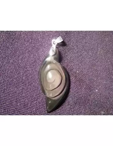 Pendentif spirale obsidienne oeil céleste A