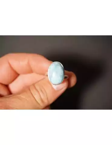 Adjustable Larimar Ring in 925 Silver