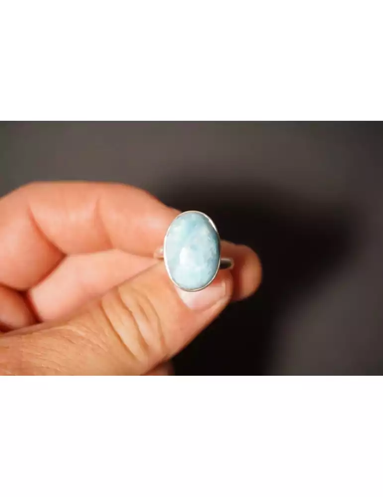 Adjustable Larimar Ring in 925 Silver