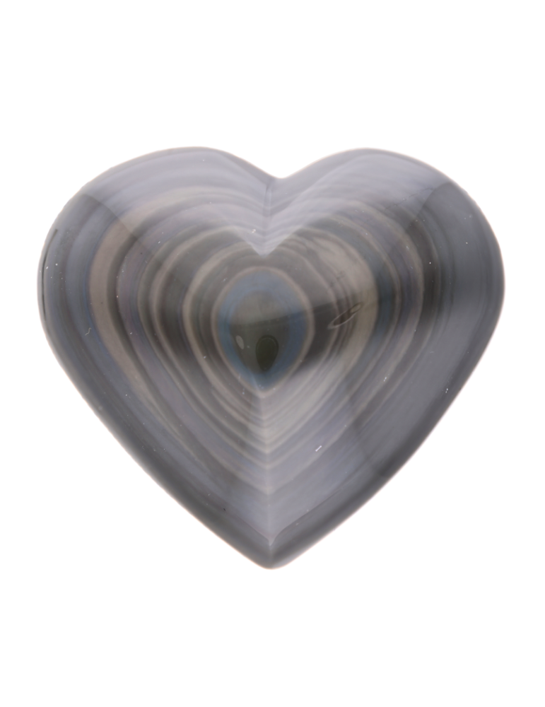 Coeur sculpté obsidienne oeil céleste à poser AA
