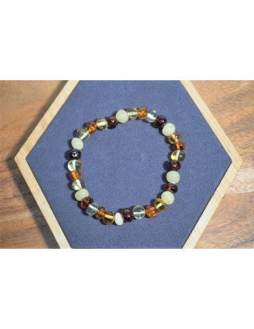 Three Colors AA Beads Amber Adult Bracelet