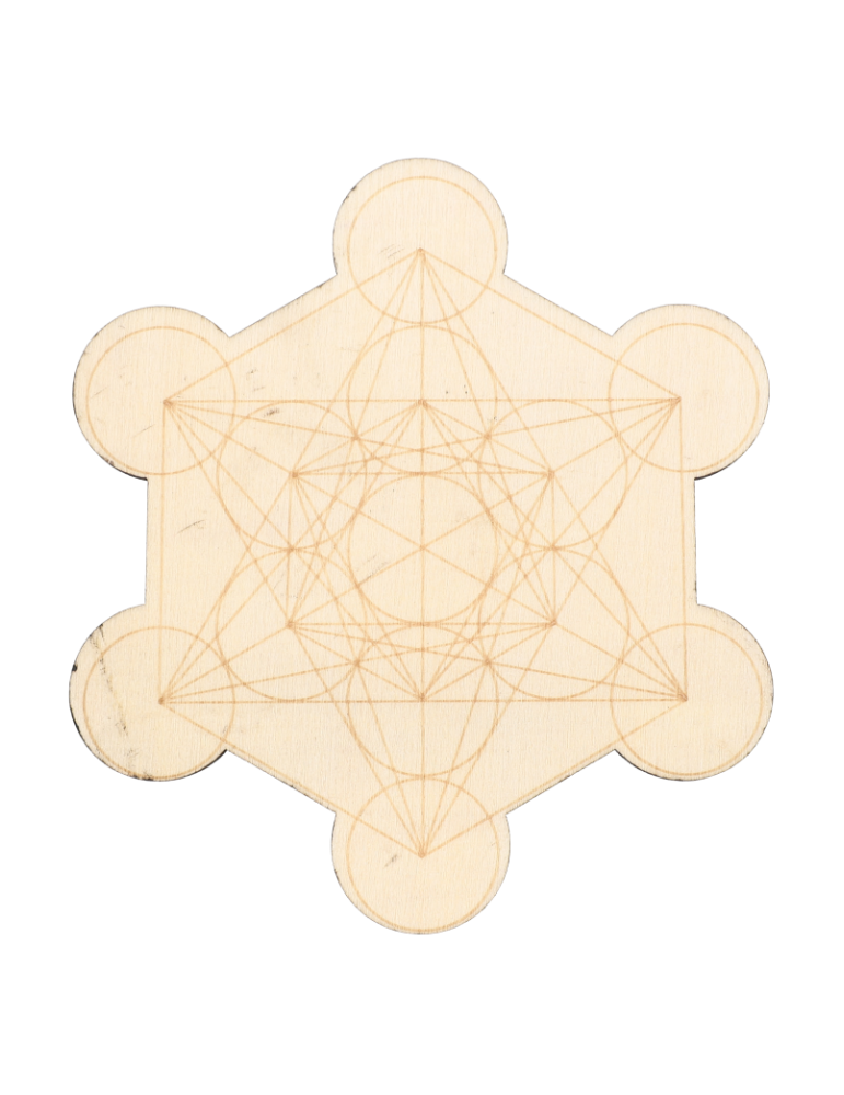 Gesneden houten schijf gegraveerd metatron x5