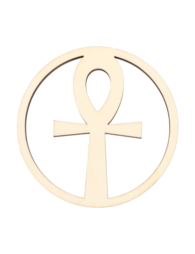 Disco de madera tallado cruz de ankh x5