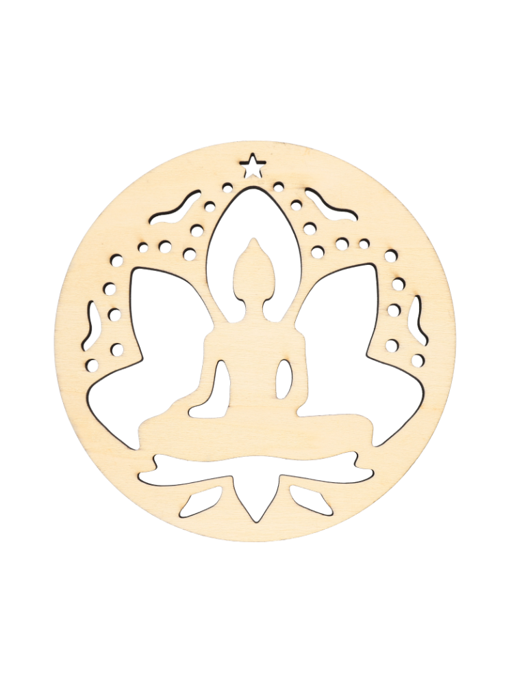 Siddhârta lotus gesneden houten schijf x5