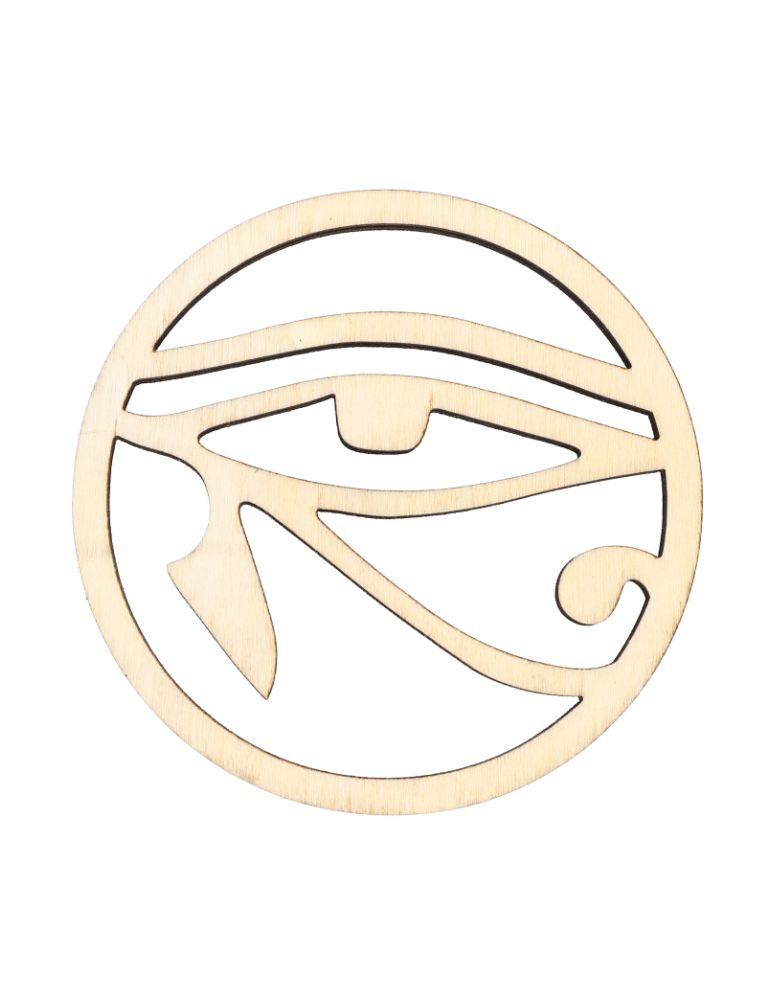 Disco de madera tallado con ojo de Horus x5