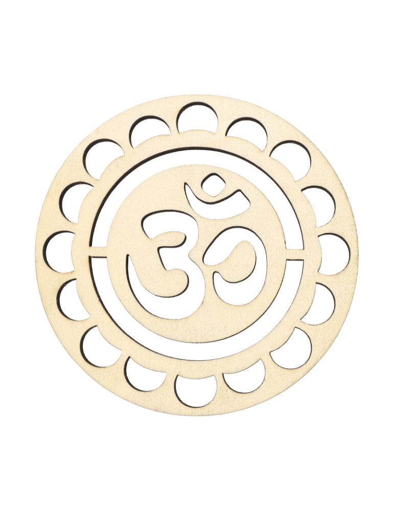 Disco de madera tallada Om pétalo x5