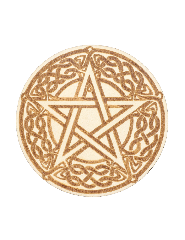 Graveren houten schijf pentagram x5