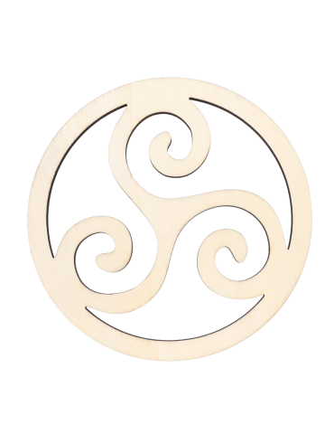 Carved wooden disc with...