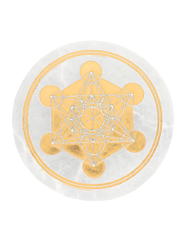 Disco di selenite Metatron dorato
