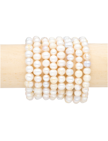 Pulsera de perlas de cultivo natural blanco AA