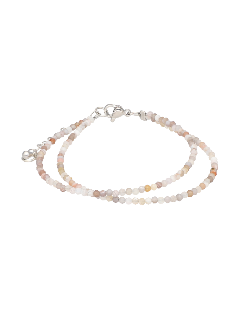 Faceted ankle bracelet with a double stone of your choice