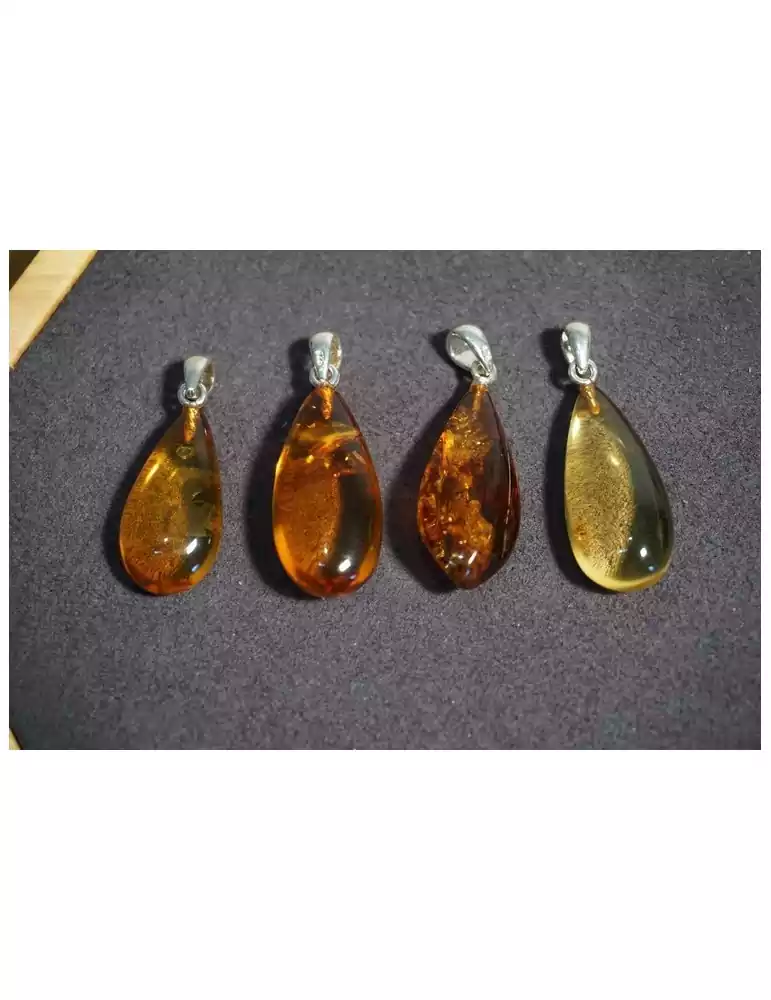 Cognac Honey Amber Drop Pendant