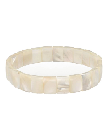 Flaches Armband aus weißem Perlmutt