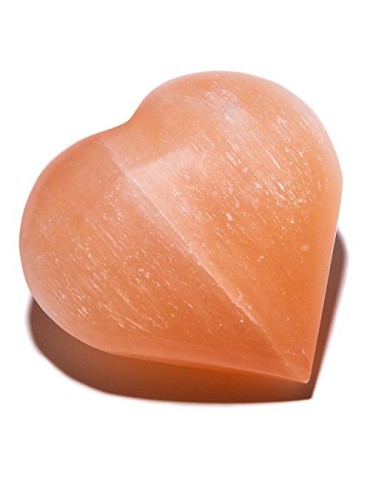 Corazón de Selenita Naranja 4cm (Lote de 5 piezas)