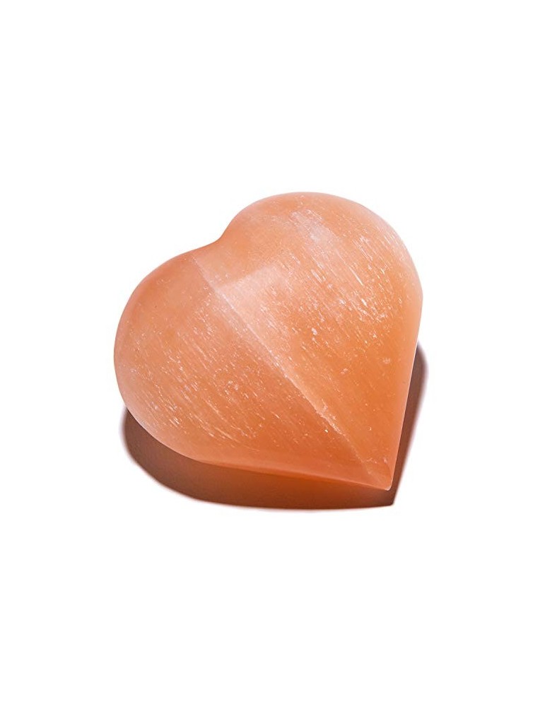 Corazón de Selenita Naranja 4cm (Lote de 5 piezas)