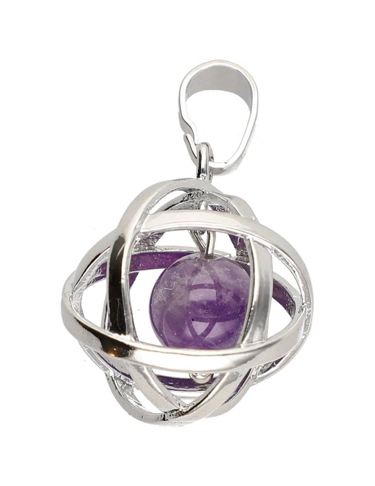 Pendentif cage pierre suspendue