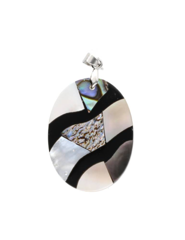 Colgante de nácar mosaico negro