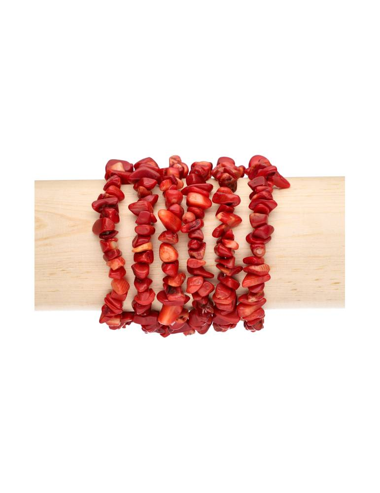 Pulsera de Chips de Coral Rojo Lote de 10