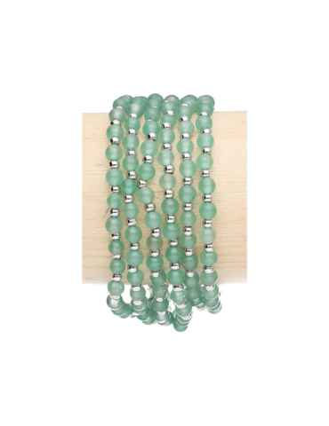 Pulsera de aventurina y cuentas de metal de 4 mm A